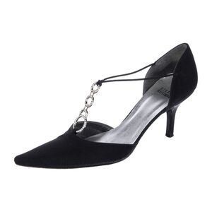 Stuart Weitzman women's black satin Operetta heels EUC with box Size 9M